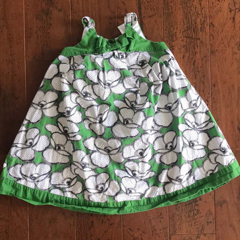 Janie and Jack 3t Girls green & white dress